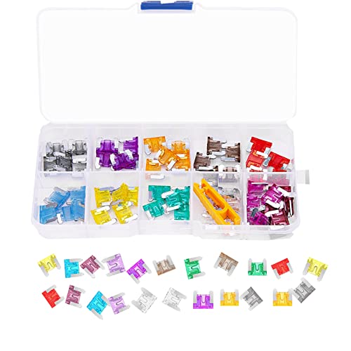 Micro Mini Car Blade Fuses, Car Fuses Assorted Auto Car Replacement Kit 2A 3A 5A 7.5A 10A 15A 20A 25A 30A 35A 40A with 1 Storage Case and 1 Fuse Clip (Micro fuse)