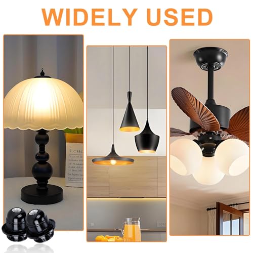 6 Pcs Edison Screw ES Bakelite Lamp Holder, E27 Lampholder in Black Bakelite with Shade Ring, Edison Screw Bulb Holder, with 10mm Threaded Entry & Shade Ring, for Table, Ceiling, Pendant Light Fitting - Image 5
