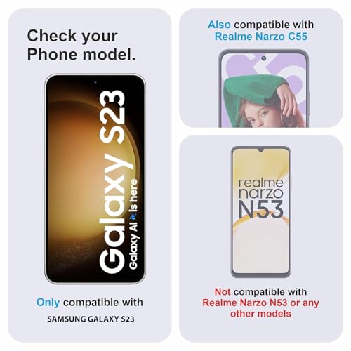 Image of Tempered Glass Screen Protector Compatible for Samsung Galaxy S23 5G / Samsung Galaxy S23 with Edge to Edge Coverage and Easy Installation Kit
