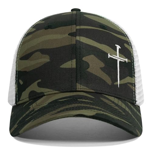 Image of Christian Hats for Men Women,Jesus 3 Nail Cross Hat Christian Religious Gifts for Birthday /Christmas,Black and Silver