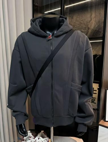 Mens Zip Up Hoodie Full Zip Long Sleeve Baggy Solid Color Cropped Hoodie Sweatshirt Hooded Jacket Hooded Sweatshirts2
