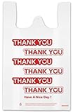 Ginkgo 140 PCS Plastic Thank You Bags with Handles, T-Shirt Bags For Small Business, Grocery, Shopping and Food