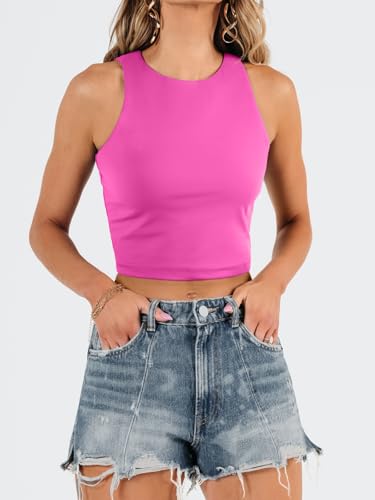 Image of EFAN Womens Sexy Sleeveless Double Lined Crop Tops Workout Cute Tight Racerback Tank Tops Summer Clothes Teen Girls 2025