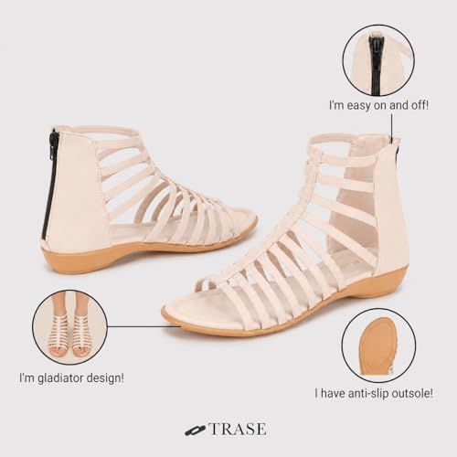 Image of TRASE Flats Gladiator With Zip Closure For Women Sandals| Gladiator High-Tops Sandals For Women | Stylish & Comfortable | College, Office, Shopping, Outdoor & Beach Wear