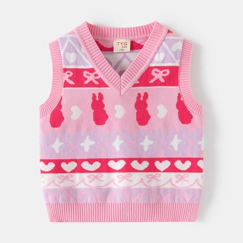 Girls Boys V Neck Sweater Vest Cute Cherry Pattern Knit Waistcoat Pullover Sleeveless Sweaters for 1-8 Years2