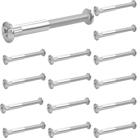 Pyroclasia 30 sztuk śrub meblowych M6, 65-76 mm, gwintowane i tulejowe, stali niklowanej, do szafek i mebli, krzyżakowe, głowica tarczy, klasa 5, metaliczny, 1 sztuk