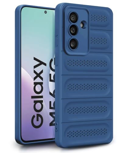 Image of WOW IMAGINE Ultimate Silicone Back Cover Case for Samsung Galaxy M56 5G | Galaxy F56 5G | Heat Dissipation Thin Soft TPU | 360 Camera Protection | Breathable Cooling Holes - Deep Blue