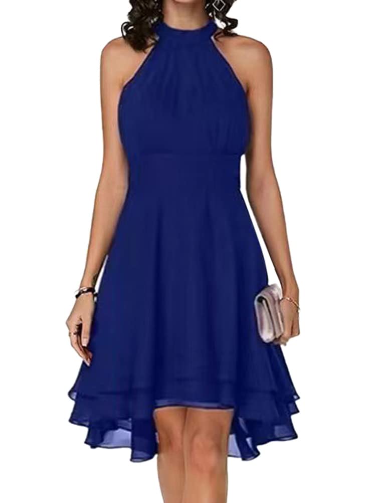 ORANDESIGNE Damen Abendkleid – Vintage Chiffon Kleid, V-Ausschnitt, Knielang, Perfekt Für Festliche Anlässe