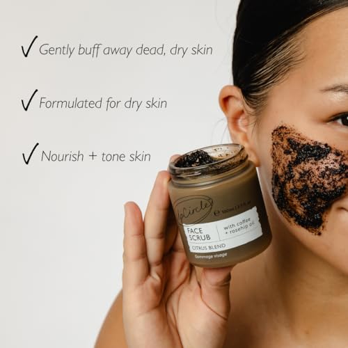 UpCircle Coffee Face Scrub - Citrus Blend For Normal + Dry Skin 100ml - Shea Butter, Coconut + Rosehip Oil - Natural, Vegan Face Exfoliator For Soft, Smooth Skin - Image 3