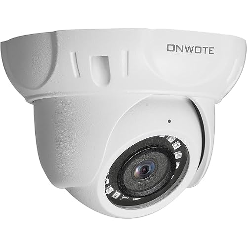 ONWOTE 5MP PoE IP Security Camera with Audio, AI Human Vehicle Detection, 5 Megapixels, 122° FoV, Indoor/Outdoor Commercial Wired Camera for Business, Add-on to PoE NVR System (White)
