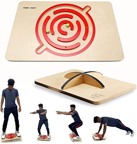 PUREFI Maze Balance Board Wooden X-Large,Strengthen Core Rocker Board,Wobble Board for Physical Therapy under Standing Desk, Rocker Trainer for Skateboard,Skiing, Surfing,Office Home Posture Exerciser