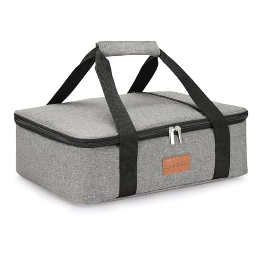 Uoxfill Lunch Bag Insulated Thermal Food Carrier Insulated Casserole Carrier for Hot or Cold Food,Insulated Tote Bag for Potluck Cookouts Parties Picnic, Lasagna Lugger,Fits 9"x13" Baking Pan,Gray