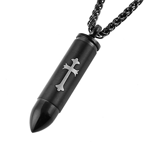 HZMAN Stainless Steel Celtic Cross Bullet Cremation Jewelry Keepsake Memorial Ash Urn Necklace