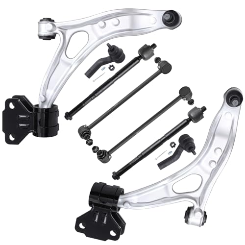 Image of Detroit Axle - Front End Kit for Ford 2012-2018 Focus 2013-2018 Focus C-Max, 2 Lower Control Arms with Ball Joints 4 Outer Inner Tie Rod Ends 2 Sway Bar End Links 2014 2015 2016 2017 Replacement