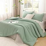 Litanika King Size Comforter Set Sage Green, 3 Pieces Lightweight Solid Comforter King Size, All Season Fluffy Down Alternative Comforter Bed Set Quilt Blanket