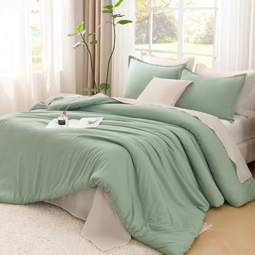 Litanika King Size Comforter Set Sage Green, 3 Pieces Lightweight