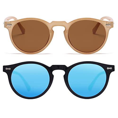 Image of Vintage Polarized Sunglasses for Men Women Round Retro Classic Fashion Eyewear UV400 Protection Sun Glasses