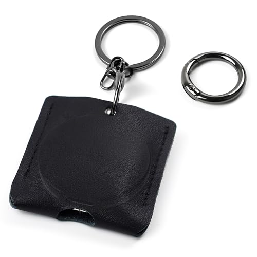 Yeahxing Case for Pebblebee Clip Universal Leather Protective Cover with Two Key Rings Scratch-Resistant Shell Compatible with Pebblebee Tracker Tag for Keys Pets Items (Case Only)
