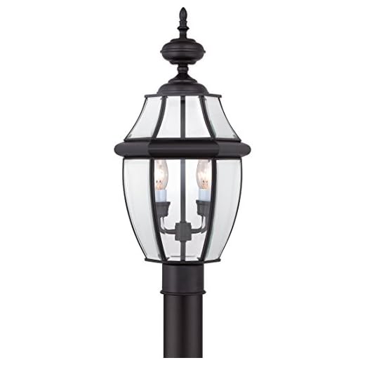 Quoizel NY9042K Newbury Outdoor Post Lantern Pier Mount Lighting, 2-Light, 120 Watts, Mystic Black (21"H x 11"W)