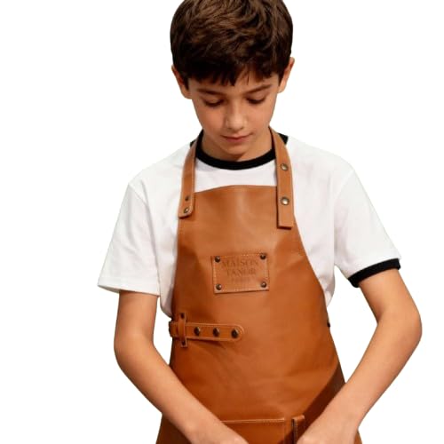 Tablier de cuisine pour enfant de 8 à 12 ans en cuir pour petits chefs