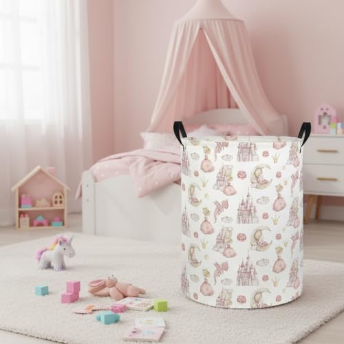 Image of Baby Laundry Hamper kids laundry Basket Waterproof Laundry Bag for Bedroom Clothes Organizer Room Decor(Castle)