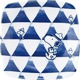 PEANUTS (ピーナッツ)」 スヌーピー 美濃焼 染付 和食器 角皿 取り皿 約13×13cm あうとどあ 登山 青 山加商店 日本製 SNZ105-512