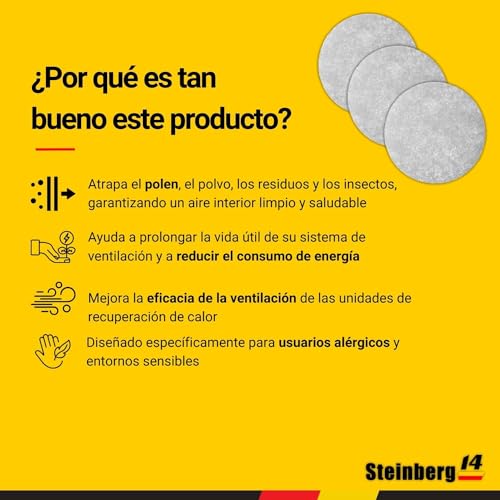 Miniatura 6 de 3 Unidades Filtros De Aire - Filtros Redondos De Poliéster Para Sistema De Ventilación -150mm Filtro De Polen - Filtro De Aire Para Unidad De Recuperación De Calor- Steinberg14