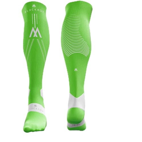 BLACKROX Kompressionsstrümpfe [Vergleichssieger 2024] Gr. S-XL | Für Damen & Herren | Laufstrümpfe | Perfekt für Sport, Radfahren, Joggen & Wandern | ASTROPERFORM V1| Grün Gr. L-XL