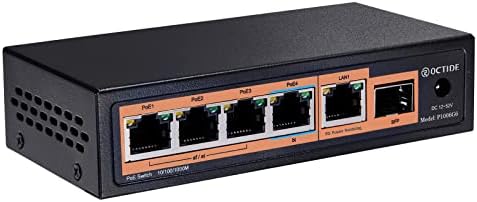 Octide 6-Port PoE Extender, with 3-Port PoE/PoE+, 1-Port BT PoE++, 2-Port Uplink, IEEE802.3bt/at/af, 60W, Mental Casing, Desk/Wall-Mount, Play & Play.