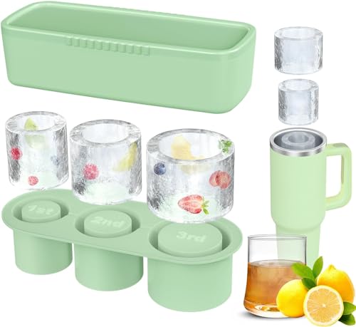 Vassoio per cubetti di ghiaccio per tazze termiche Stanley in silicone con coperchio per 20-40 oz, facilmente rimovibile per congelatore, Vassoio per cubetti di ghiaccio per rinfrescare cocktail