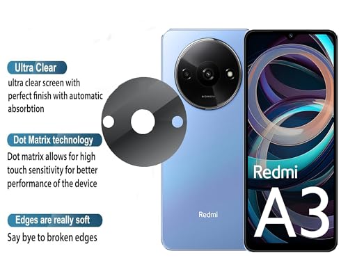 Image of ZARALA Glass Camera Lens Protector For Redmi A3 5G [9H Hardness] [6D Lens Protector ] [Easy Installation] Black