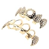 HOMSFOU Parrillas Dentales Metálicas Doradas para Hombres, Colmillos de Vampiro Huecos Estilo Hip Hop, Funda Cosplay Halloween, Joyería Decorativa para Fiesta