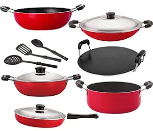 Nirlon nonstick Aluminium Utensils Set of 9 Pieces for Kitchen {26_KD12_DKDM_CH_RT_Cass20_FP12_3SPN }