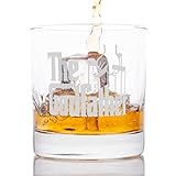 THE GODFATHER Movie Etched Whiskey Glass - with Logo & Quote ''I’m gonna make him an offer he can’t refuse'' Officially Licensed, Premium Quality, Handcrafted Glassware, 11 oz Etched Rocks Glass