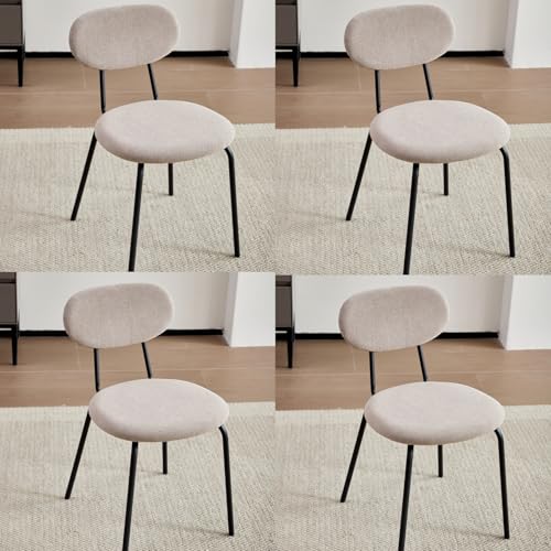 JZGORC Juego de 4 Sillas de Comedor, Silla de Cocina Apilable, Silla Tapizada de Ocio con Patas de Metal Negro para Sala de Estar, Comedor, Cocina, Dormitorio   Caqui