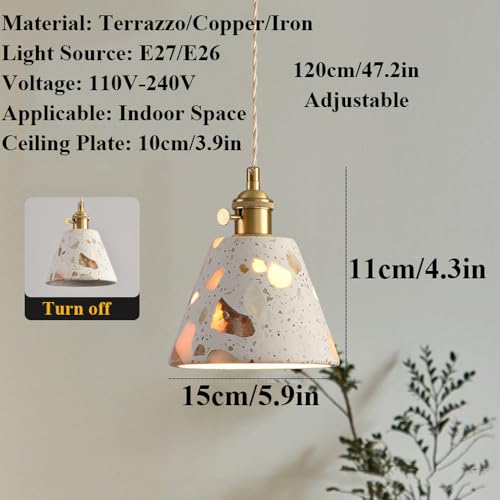 Luminaire pendentif en marbre naturel et terrazzo haut de gamme - 3