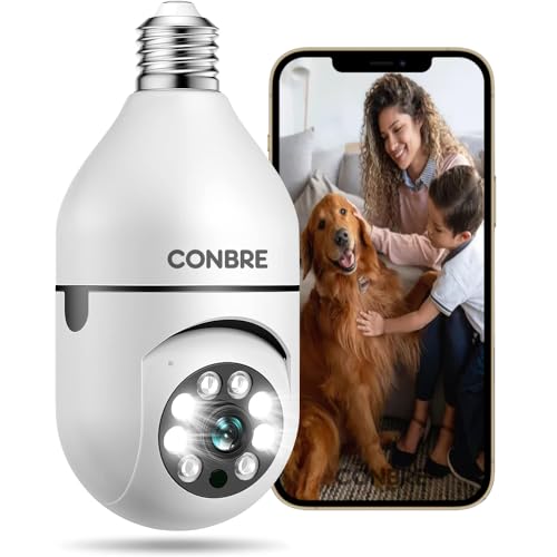 Image of Conbre LightXR 2MP Full HD Indoor Wireless WiFi CCTV Security Camera | Motion Tracking | Two Way Talk | Colored Night Vision | Support Upto 128GB SD Card | Includes E27 Holder
