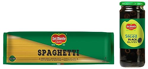 Image of Del Monte Black Sliced Olive, 450g & Spaghetti Pasta (Imported), 500g, No Artificial Flavours