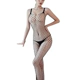 PARUPRUP Femme Bodystocking en Résille Ouverte Entrejambe Catsuit Sexy Transparente Combin...