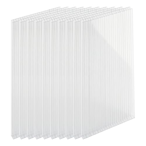 Relaxdays Doppelstegplatten 10er Set, Hohlkammerplatten 6mm, für Gewächshaus, HB: 121x60,5 cm, Polycarbonat, transparent