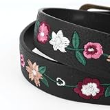 XIHIRCD Meksykański Kwiatowy Haftowany PU Skórzany Pasek, Boho Talia Pasek