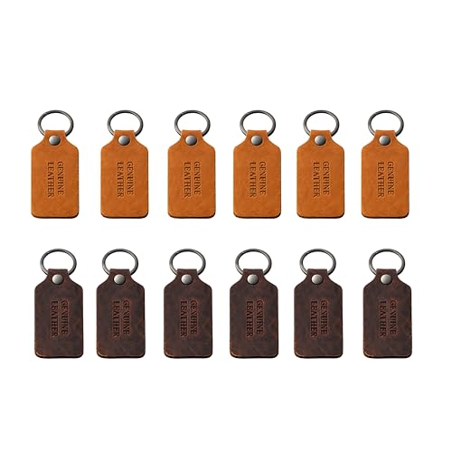 MaheTri Genuine Leather Combo Keychain for Men & Women | Premium Leather Key Ring | Durable & Stylish | (Brown & Dark Brown) (Pack of 12)