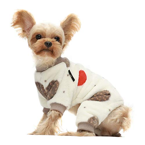 Fitwarm Hedgehog Thermal Dog Winter Clothes For Dog Pajamas Cat Onesies Puppy Jumpsuits Thick Velvet Cream White Large #TOP6