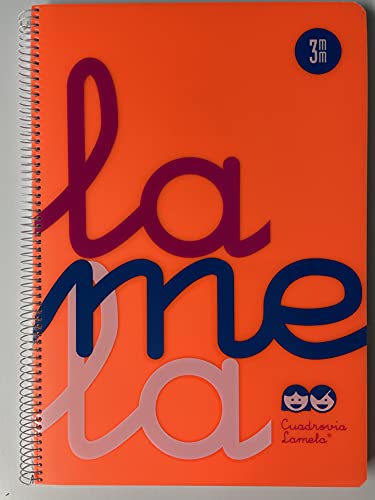 Cuaderno Espiral LAMELA Fluor, 4º 80 Hojas Cuadro 3 mm. Tapa Plástico (Naranja)
