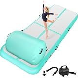KIKILIVE Aufblasbare Turnmatte mit Air Roller und Elektroluftpumpe, 3m Gymnastikmatte & Roller, Ideal für Yoga, Gymnastik, Cheerleading, Tanzen und Heimtraining