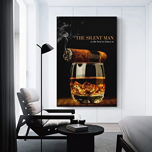 Fbroceh Cigar Whiskey Inspirational Quotes Poster The Silent Man Poster Decorative Painting Canvas Wall Art Living Room Posters Bedroom Painting 12x18inch(30x45cm) - Image 3