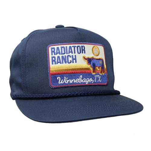Rodeo Time Dale Brisby Radiator Ranch Bull Hauler Adjustable Snapback Hat (US, Alpha, One Size, Navy - Rope)