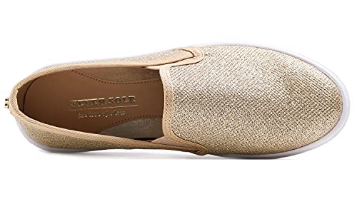 FEVERSOLE Women's Fashion Shiny Soft Slip On Sneaker Sparkle Casual Comfort Loafers3