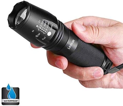 1200 Lumens XM-L2 LED Torch,Adjustable Focus CREE LED Flashlight with 5 Light Modes Water Resistant Handheld Torch for Indoor and Outdoor Camping Hiking