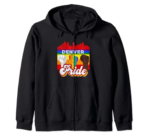 Denver Pride Rainbow Gay Pride Flag Funny LGBT Zip Hoodie